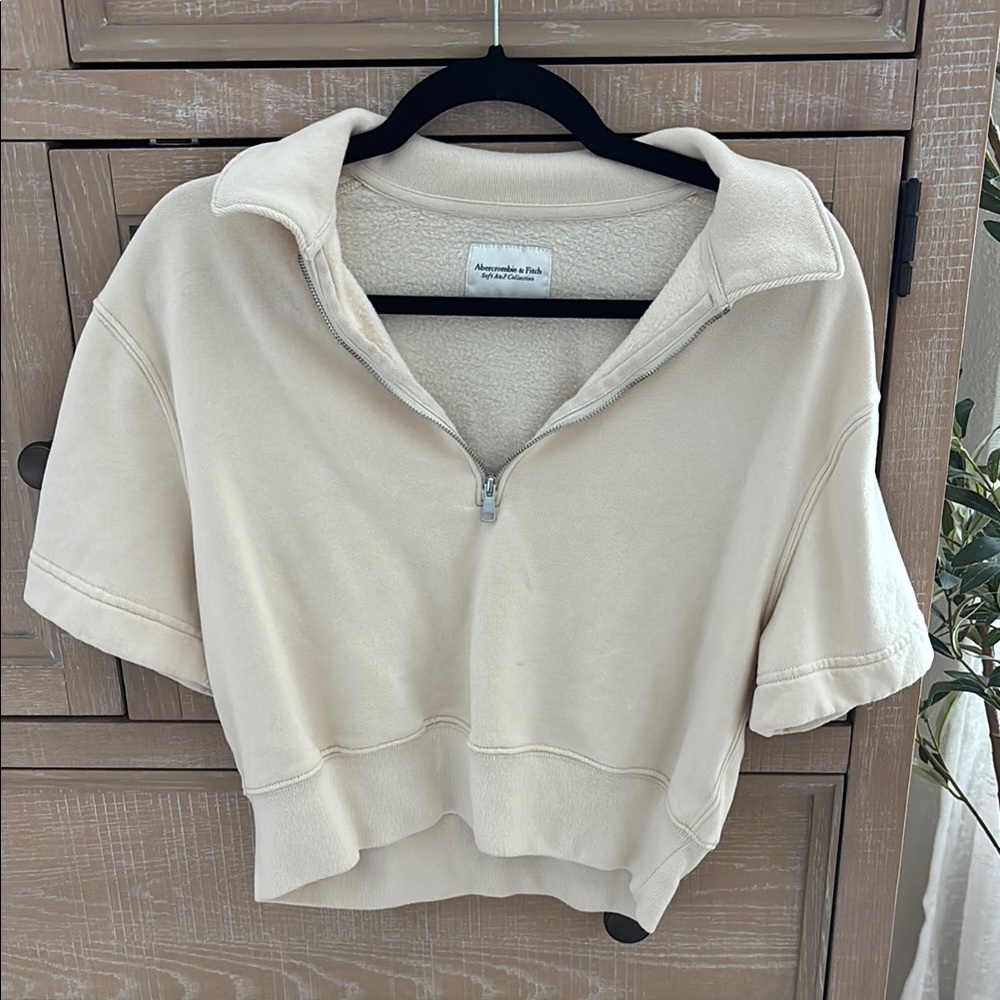 Abercrombie & Fitch Cream Polo Crop Sweatshirt